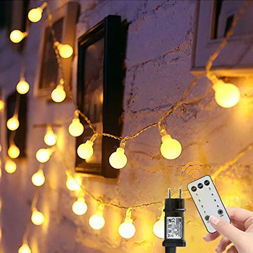 Catena luminosa 15m 100 LED Bulbo Luci di Natale con 8 Modelli Feste Lampade Ghirlanda Decorazioni Lucine con Telecomando e Impostazione dell'ora Impermeabile Esterno per Giardino, Interno per Camera