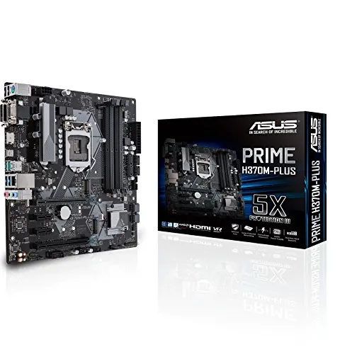 Asus PRIME H370M-PLUS Scheda Madre, Chipset Intel H370, Supporto Processori Intel 8 Generazione, LGA1151, MicroATX, Nero