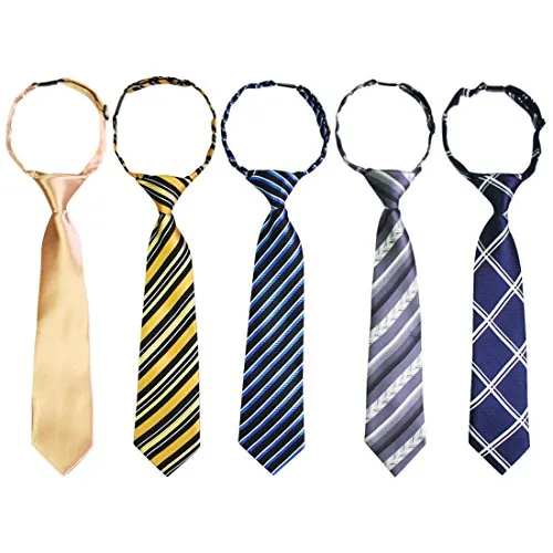 Kilofly - Comodo set da 5 cravatte pre-annodate, regolabili con chiusura al collo, per bambini set5 B 8-12 Anni