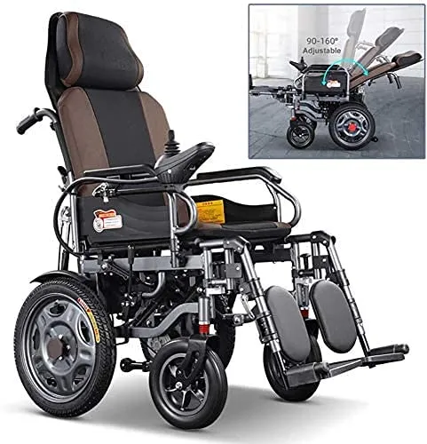 YLFGSLYP Carrozzina ELETTRICA - Sedia A Rotelle Pieghevole Ad Autospinta per Disabili Portatori Handicap E AnzianiFacile da Trasportare Doppio Motore da 250 W Leva di Comando Direzione 360 ​​°,A,20AH