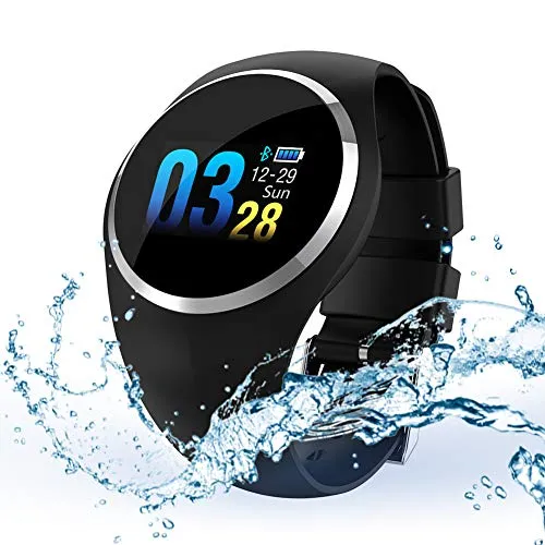 Smartwatch Bracciale Intelligente Q1,Touch Screen IP67 Impermeabile con Lingua Italiana Bluetooth 4.0 Frequenza cardiaca/Pressione sanguigna/GPS Sportivo(Nero)