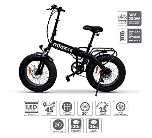 Nilox E Bike X4, Fat Bike Pieghevole  – Adulto, Nero, Taglia Unica