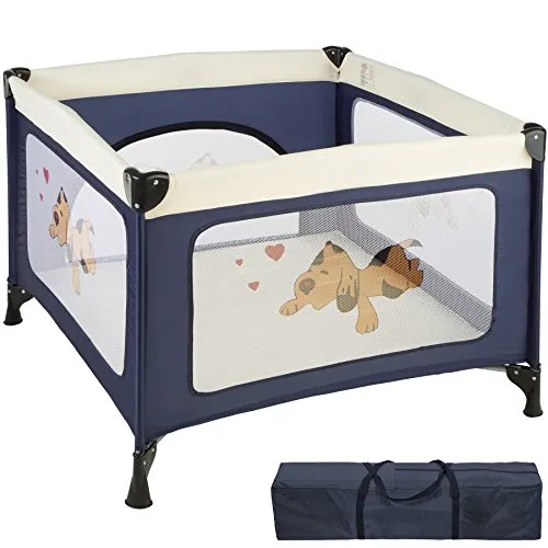 TecTake Box per gioco e nanna lettino da viaggio reticolato campeggio bambini bebé - disponibile in diversi colori - (Blu | no. 402205)