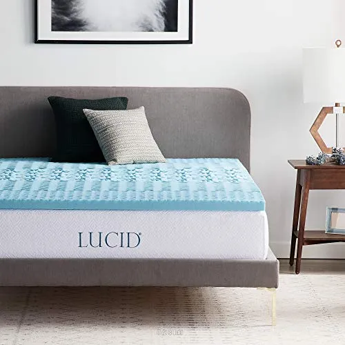 LUCID Topper in memory foam gel rinfrescante con supporto a zone – Coprimaterasso 5 cm – Topper Una Piazza e mezza 120x190 cm