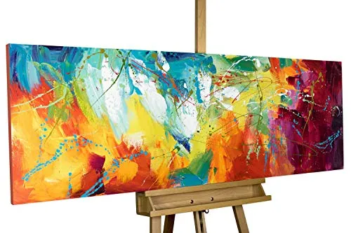 KunstLoft® Dipinto Acrilico 'Futuro Luminoso' 150x50cm | Tele Originali manufatte XXL | Multicolore | Quadro da Parete Dipinto in Acrilico Arte Moderna in Un Pezzo