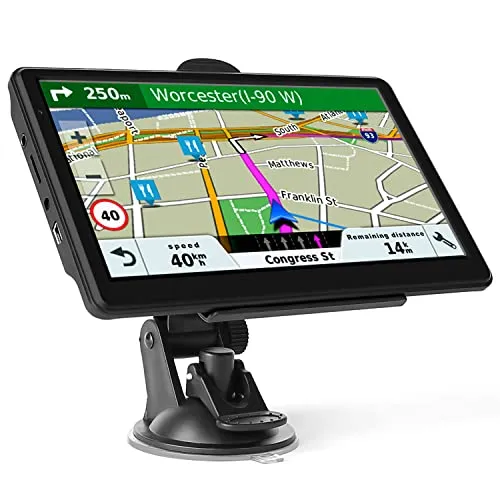 Navigatore per autocarro: touchscreen per auto, 7 pollici, 8 G, 256 m, navigazione con guida vocale POI, avviso di flash, aggiornamento gratuito della carta per 52 paesi