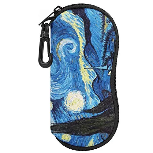 MoKo Custodia per Occhiali da Sole, Astuccio Portatile a Cerniera di Neoprene Morbido con Clip da Cintura, per Occhiali, Montature, Cosmetici, Chiavi, Penne, Schede, ECC, Notte Stellata