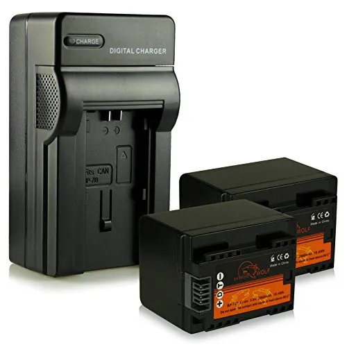 Caricatore + 2x ExtremeWolf Batteria BP-727 Compatibile con Canon LEGRIA HF M506 R46 R47 R48