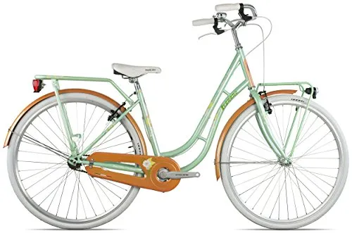 Legnano Ciclo 251 Fenicottero, City Bike Donna, Verde/Arancione, 44