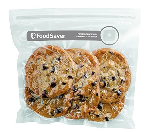 FoodSaver Riutilizzabili Sacchetti in Plastica con Zip Salva Freschezza Sottovuoto, senza BPA, 26 Pezzi, 950 ml, Trasparente