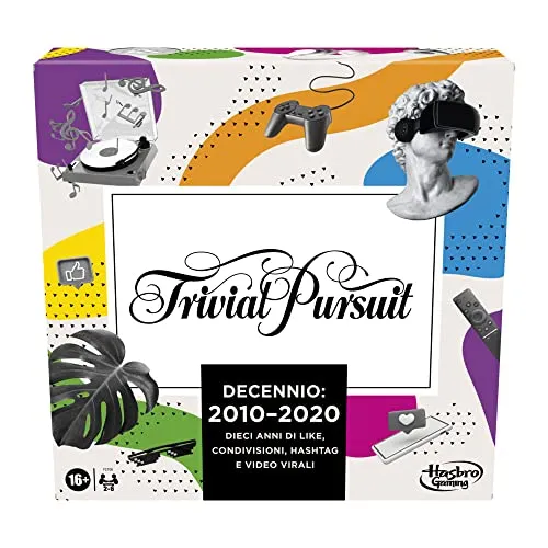 Hasbro Trivial Pursuit Decennio: 2010 - 2020, gioco da tavolo per adulti e adolescenti, gioco di domande e risposte su cultura popolare da 2 a 6 giocatori (Hasbro Gaming), Multicolore