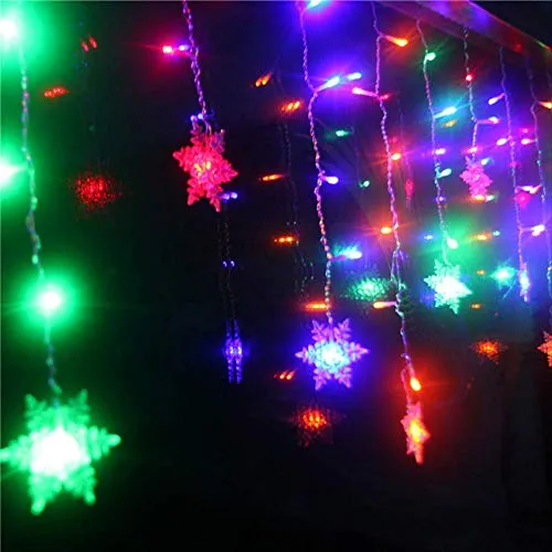 Per le luci di fata ， luci a led da favola ， 3,5m ， 96 ghiaccioli a led luce ， stringa fiocco di neve impermeabile ， 8 modalità ， decorazione di capodanno matrimonio