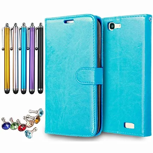 LEMORRY Per Huawei Ascend G7 / G7-L01, G7-L03 Custodia, Unico Morbido TPU Case + PU Pelle Portafoglio [Slot per Schede] & [Cornice] Patta Stand Magnetico Cover Chiusura Protettivo Bumper Borsa Blu