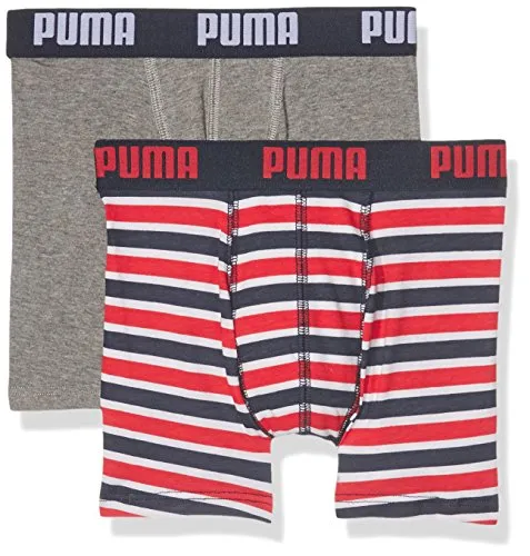 Puma Basic Boxer Printed Stripe 2P Boxer Shorts, Boxer Ragazzo, Rosso (Ribbon Red), 13-14 ani (164)