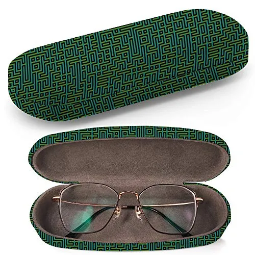 Custodia rigida per occhiali da sole, custodia per occhiali in plastica con panno per la pulizia degli occhiali (Colorful Maze)