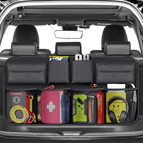 BURNNOVE Organizer Bagagliaio Auto Organizer per Bagagliaio Borsa Portabagagli Pieghevoli Auto per SUV e MPV con Elastic Net Magic Stick Risparmiare Spazio sul Sedile Posteriore