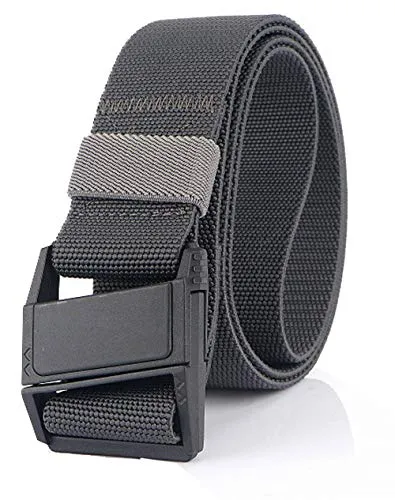Longwu Cintura tattica da uomo con fibbia magnetica obliqua, cintura elasticizzata da 1,5 pollici, cinturini elastici in nylon per jeans Grigio scuro