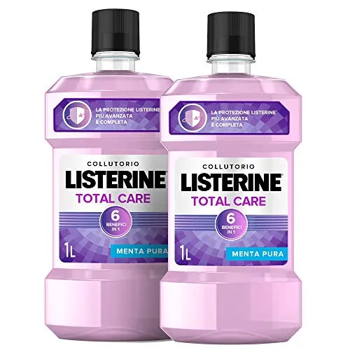 Listerine Collutorio, Total Care, Menta Pura, 6 Benefici in 1, 2 Confezioni da 1 L