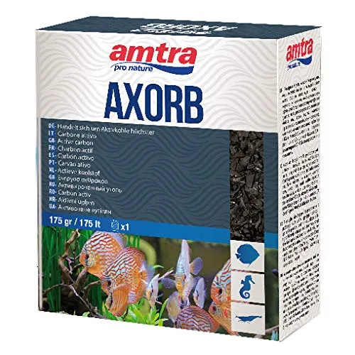 Amtra AXORB - Carbone Attivo di Origine Minerale per acquari, Acqua cristallina, previene Gli odori, Formato 175 gr