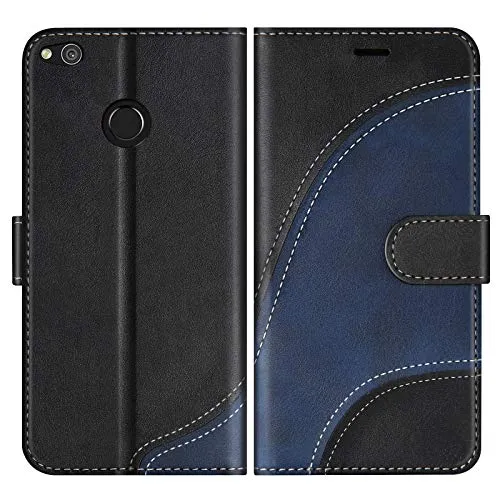 BoxTii Cover per Huawei P8 Lite 2017, Custodia in PU Pelle Portafoglio per Huawei P8 Lite 2017, Magnetica Cover a Libro con Slot per Schede, Nero