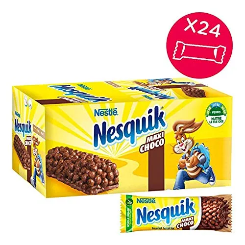 Nesquik Maxichoco Barretta di Cereali Integrali al Cioccolato - 24 Barrette