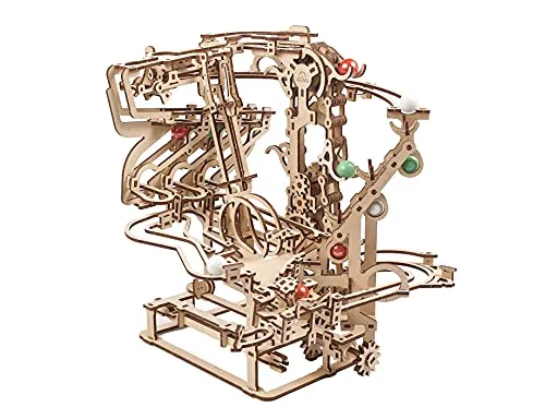 UGEARS Pista per Biglie Puzzle 3D - Set di giochi Pista Biglie per bambini puzzle in legno - Marble Run Kit Fai Da Te Modellismo da Costruire Adulti - Giocattoli di Costruzione Puzzle 3D Legno