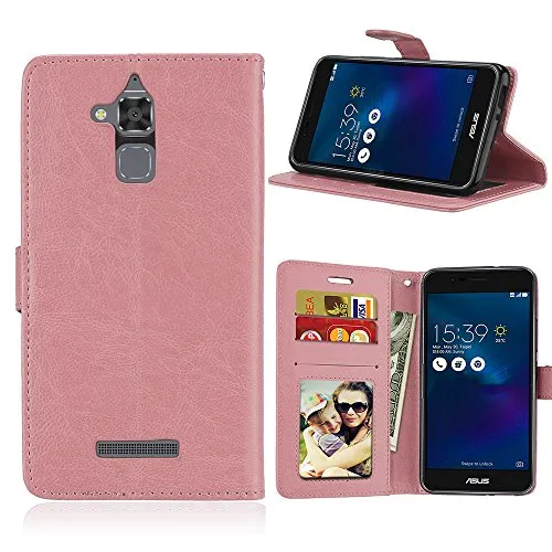 Laybomo Cover ASUS Zenfone 3 Max ZC520TL Custodia PU Pelle Portafoglio Morbido TPU Silicone Gomma Flip Cover Case Foto Telaio Stand Magnetico Protezione Custodia per Zenfone 3 Max ZC520TL (Rose)