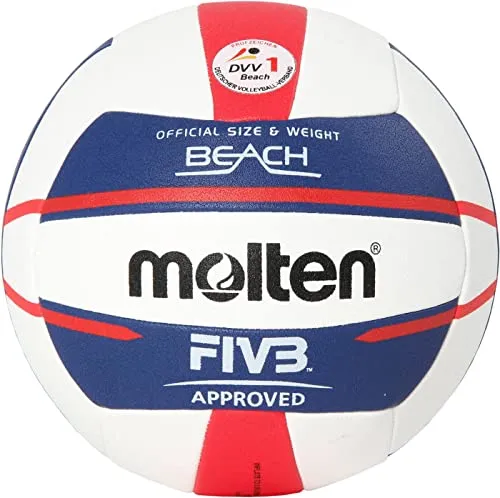 Molten Europe Ball-V5B5000-DE - Pallone da spiaggia, 5 pezzi, colore: Bianco/Blu/Rosso