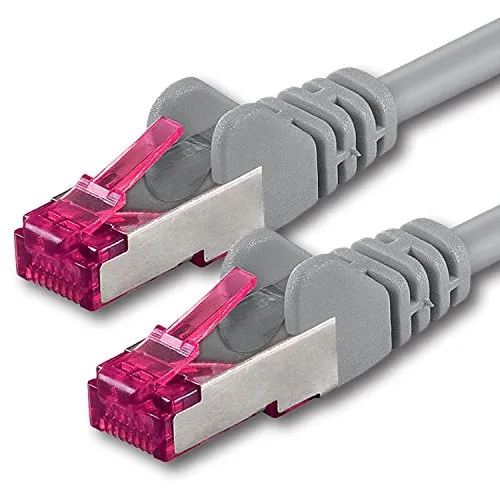 1aTTack.de 50m - Grigio - 1 Pezzo - Rete Cavi Cat6a S-FTP Cat 6a Doppia schermatura - Certificato GHMT PIMF 500MHz / 7 CU Rame Non Contiene alogeni Compatibile con CAT5e CAT6 CAT7 CAT8 10000 Mbit/s