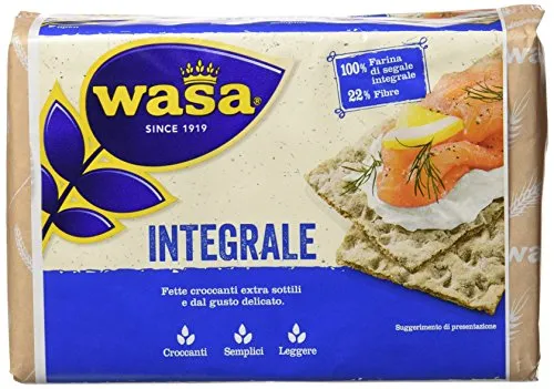 Wasa Cracker Integrali, Fette Integrali di Pane di Segale Croccante, Extra Sottili - 275 gr