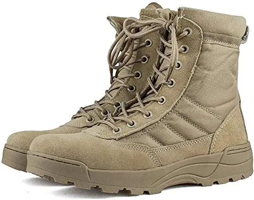 Scarpe Lavoro Militare Uomo - Deserto Stivali Esercito Tattico All'aperto Gli Sport Campeggio Escursionismo Cerniera Stivali da Combattimento