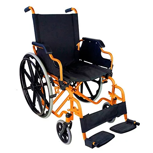 Mobiclinic®, Sedia a rotelle pieghevole, Carrozzina, Giralda, Marchio Europeo, Marcatura CE, Leggerissima, Poggiapiedi e braccioli rimovibili, Seduta 46 cm, colore Arancione