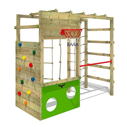FATMOOSE Parco giochi in legno CleverClimber Club XXL Struttura di gioco per bambini, Torre di arrampicata da giardino