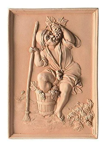 PANNELLO DA PARETE AUTUNNO IN TERRACOTTA FATTO A MANO; ALTEZZA CM. 31, LARGHEZZA CM. 21, PROFONDITA’ CM. 4 MATTONELLA BACCO MADE IN ITALY