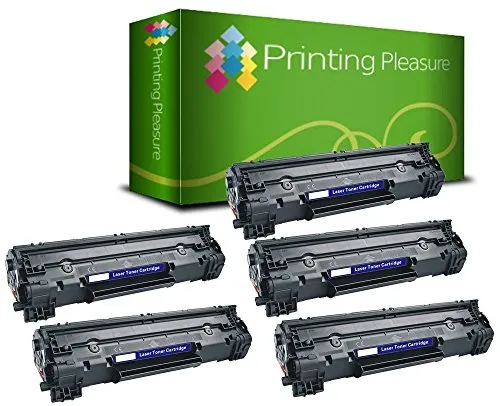 Printing Pleasure 5 Toner Compatibili CF283A 83A Cartuccia Laser per HP Laserjet Pro MFP M125a M125nw M126a M127fn M127fw M128fn M128fw M225dn M225dw M201dw M201n M202dw M202n - Nero, Alta Resa