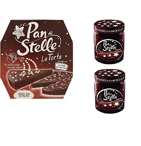 Set Pan Di Stelle con 2 barattolo di crema spalmabile + torta pan di stelle con soffice e dolce goloso cacao