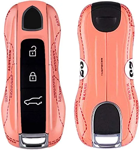 Kwak's - Custodia per chiave auto compatibile per Porsche Panamera 971 Cayenne 9YA Macan 911 718 Boxster Peach portachiavi auto (tipo B)
