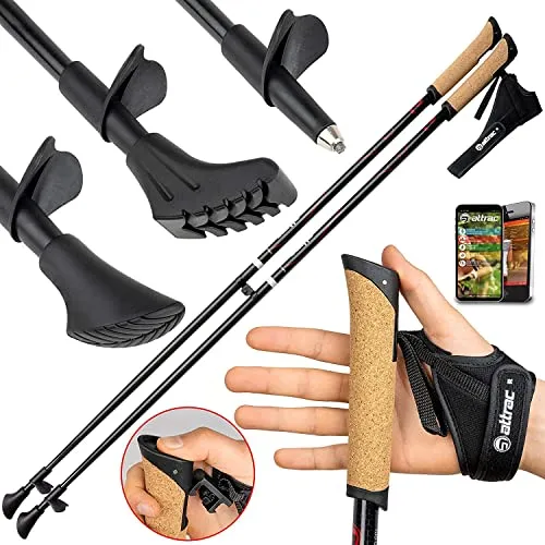 ATTRAC Bastoncini Nordic Walking Carbonio 100% - Bastoni ultraleggeri con Sistema »Click & Go« dei guantini - Impugnatura in Sughero - Lunghezza Fissa + PDF Workout (115 cm)