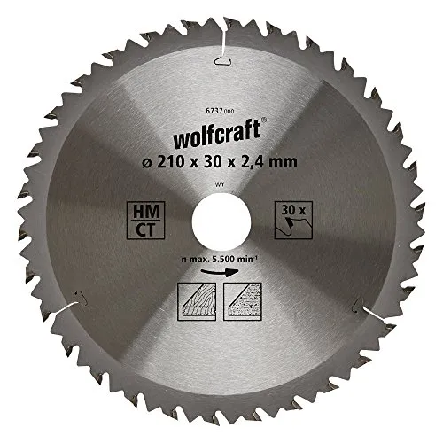 Wolfcraft 6737000 Lama per Seghe Circolari HM, 30 denti, ø 210 x 30 x 2,4 mm