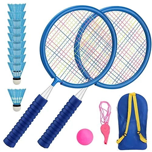 Aceshop 16 in 1 Set da badminton per bambini Giocattoli da badminton per bambini e 2 racchette da badminton 10 Volani Borsa da trasporto per interni Cortili all'aperto Prato Gioco sportivo da spiaggia
