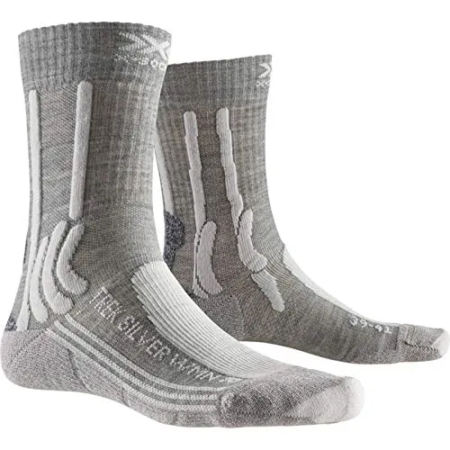 X-Socks Trek Silver Wmn, Calzini da Escursionismo Donna, Dolomite Grey Melange/Pearl Gr, 35-36