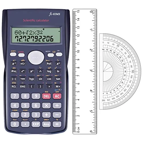 Calcolatrici Scientifiche Set Cancelleria Scuola - Calcolatrice e Bonus Righello e Goniometro, Calcolatrice per Liceo Scientifico e Scuola Media Ufficio, Calcolatrice con Frazioni e Radice Quadrata