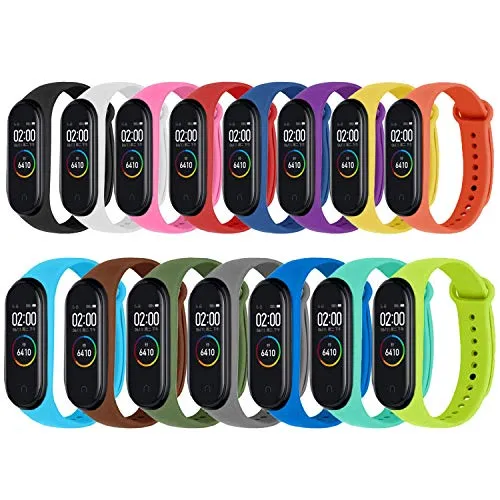 Monuary 15 Pezzi Cinturino per Xiaomi Mi Smart Band 4 / Mi Band 3, Cinturini in Silicone Colorato di Ricambio Anti-Perso Progettato Accessori Tracker [Compatibile con Mi Smart Band 4]