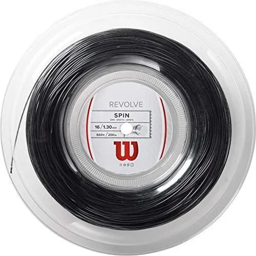 Wilson Revolve 16 Reel, Corda da Tennis Unisex-Adulto, Nero, 1.30 mm, 200 m