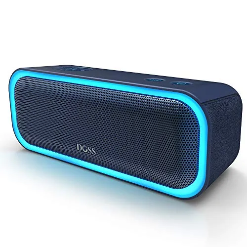 DOSS SoundBox Pro Cassa Bluetooth Altoparlante 20W Senza Fili, Speaker Portatile, Cassa Wireless Bluetooth 4.2 con TWS，LED Colorato，Tempo di Riproduzione di 12 Ore, Blu