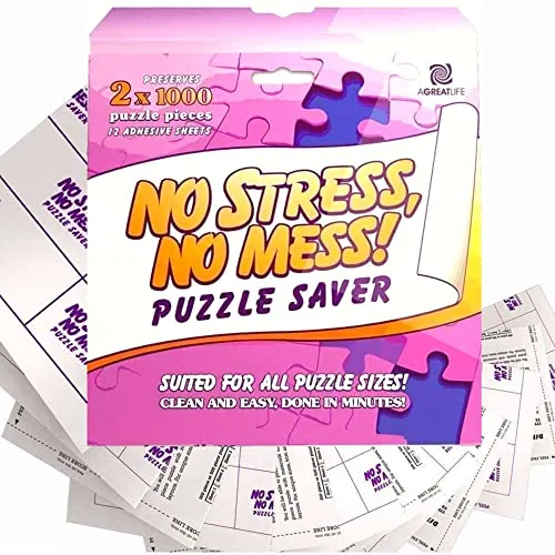 aGreatLife Adesivi Salvapuzzle | 12 Adesivi per Conservare i Puzzle Senza Uso di Colla | Kit di Sticker Autoadesivi Extra Forti Per Appendere Puzzle alla Parete in Camera dei Bambini o in Ufficio