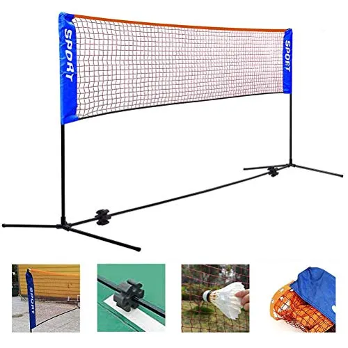 ZXLLAFT Set da Esterno per Badminton, Altezza Portatile Regolabile con Supporto e Borsa per Pallavolo Calcio Tennis,A