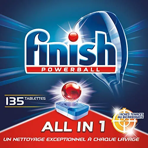Finish Powerball Tutto in 1 Max Detersivo per lavastoviglie e macchie, Confezione da 3 x 45 pastiglie