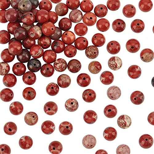 OLYCRAFT 96 pz 8mm Agata Rossa Naturale Perline Filamenti di Perline Marmo Rosso Rotondo Perline Allentate Della Pietra Preziosa Pietra Foro da 1 mm per Braccialetto Collana Creazione di Gioielli
