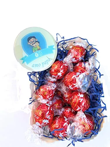 Auguri Papà - Lindt Praline Sfuse Lindor Latte 200g + Calamita con Scritta "Ti Amo Papà"